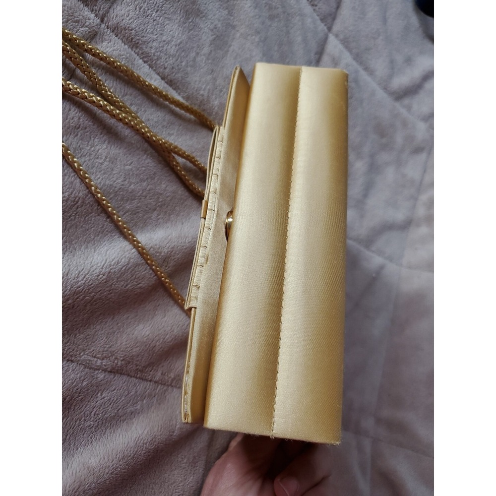 Valerie Stevens Evening Bag Gold Satin Shoulder‎ Evelope Bag & Lipstick Houlder - Picture 6 of 12